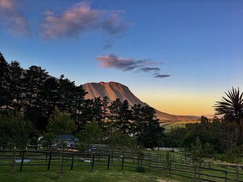 Scenic view of landscape against sky during sunset