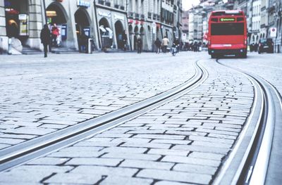 Cars on sidewalk in city