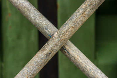 Close-up of metal fence against blurred background