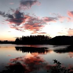 Reflection of clouds in lake during sunset