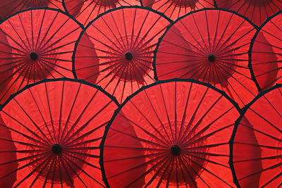 Red umbrellas