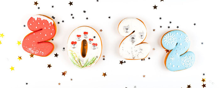 Directly above shot of text on white background