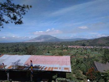Scenic view of townscape against sky