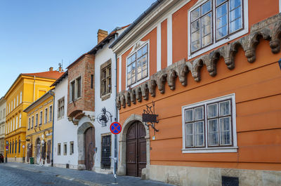 Street with historical houses in buda, budapest, hungary