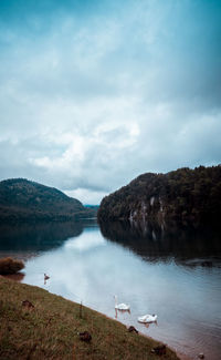 Scenic view of lake against sky