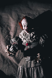 High angle view of a person in the dark