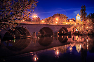 Bridge over river at night