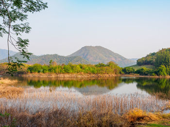 Scenic view of lake against sky