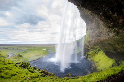 Scenic view of waterfall