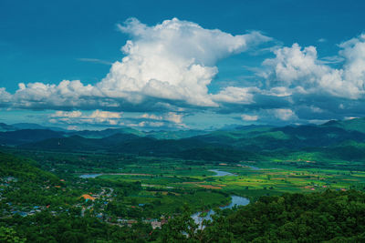 Aerial view of landscape against sky