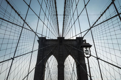 Low angle view of suspension bridge
