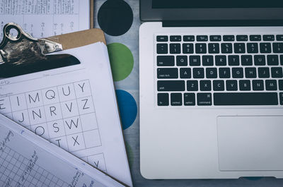 High angle view of computer keyboard on table