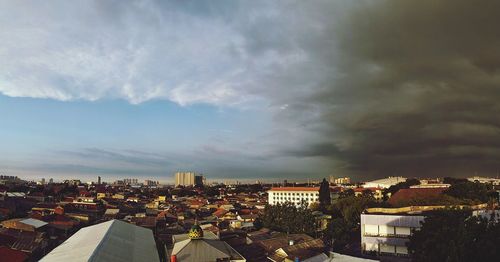 High angle view of townscape against sky