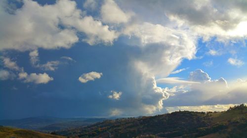 Scenic view of landscape against cloudy sky