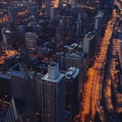 Illuminated cityscape at night