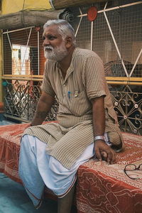 Senior man relaxing on seat