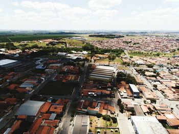 High angle view of cityscape against sky