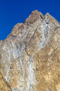 Low angle view of rock formations against clear sky