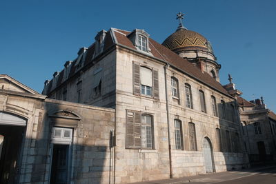 Low angle view of building against clear sky