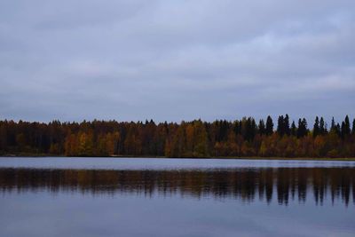 Scenic view of calm lake against sky