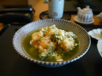 Close-up of salad in plate on table