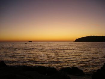 Scenic view of sea at sunset