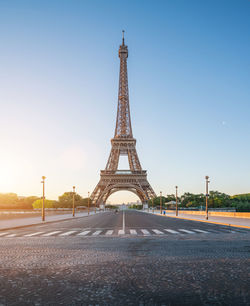 Eiffel tower against blue sky