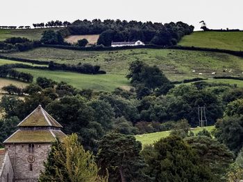 High angle view of rural landscape