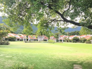 View of golf course against sky