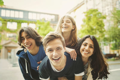 Portrait of teenagers enjoying outdoors