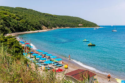 High angle view of beach against sky