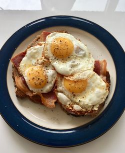 High angle view of breakfast served on table