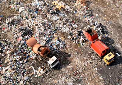 High angle view of toy on garbage