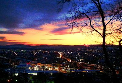 View of cityscape at sunset