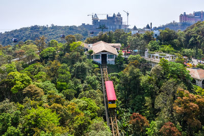 View of trees and buildings against sky