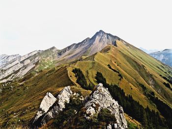 Scenic view of mountains against clear sky