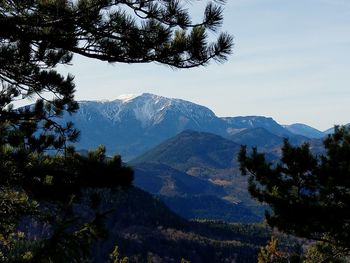 Scenic view of mountains against sky