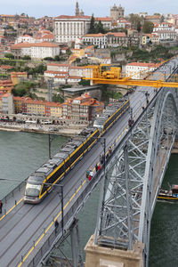 High angle view of bridge over river in city