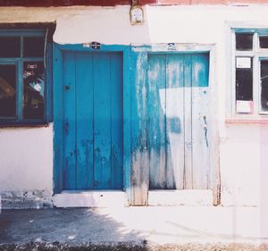 Closed door of house