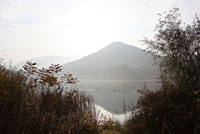 Scenic view of lake against sky