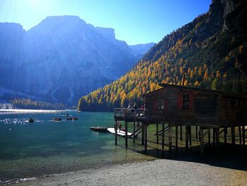 Scenic view of sea against mountains