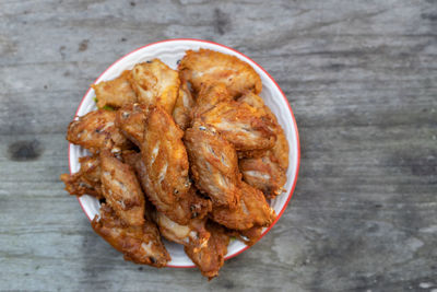 High angle view of food on table