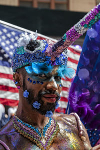 Close-up of man wearing mask