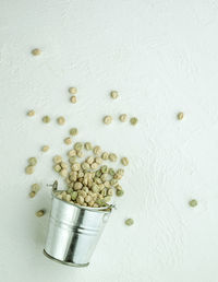 High angle view of coffee beans on table