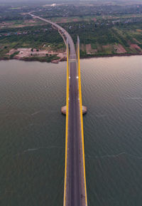 High angle view of land against sky