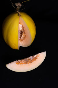 Close-up of pumpkin on black background