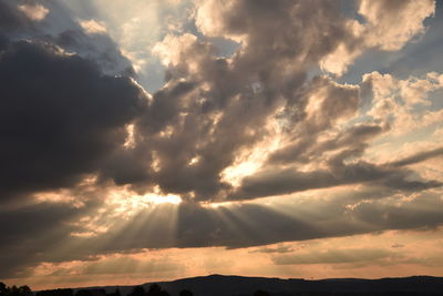 Low angle view of cloudy sky during sunset