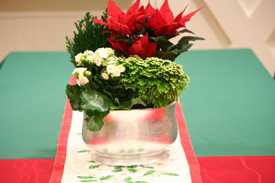 Close-up of flower vase on table