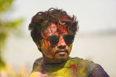 Close-up of man wearing sunglasses