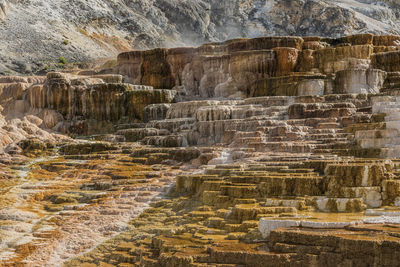 Low angle view of rock formation on sunny day